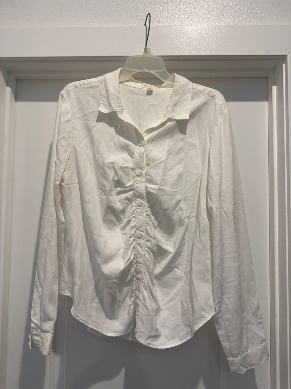 cloth & stone White Ruched Button-Front Shirt